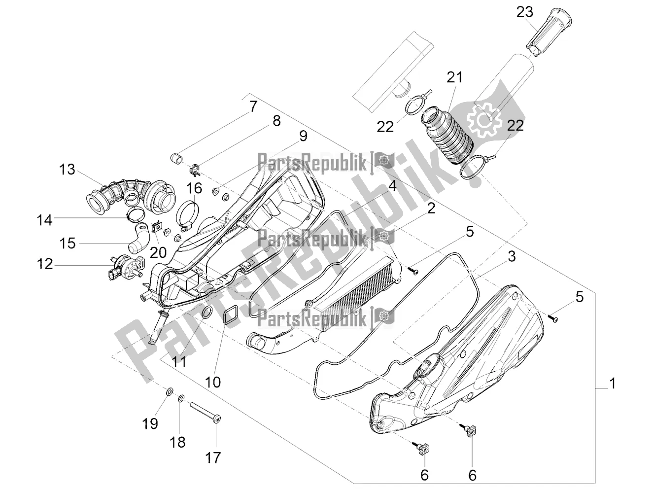 Toutes les pièces pour le Filtre à Air du Piaggio Liberty 50 Iget 4T 2022