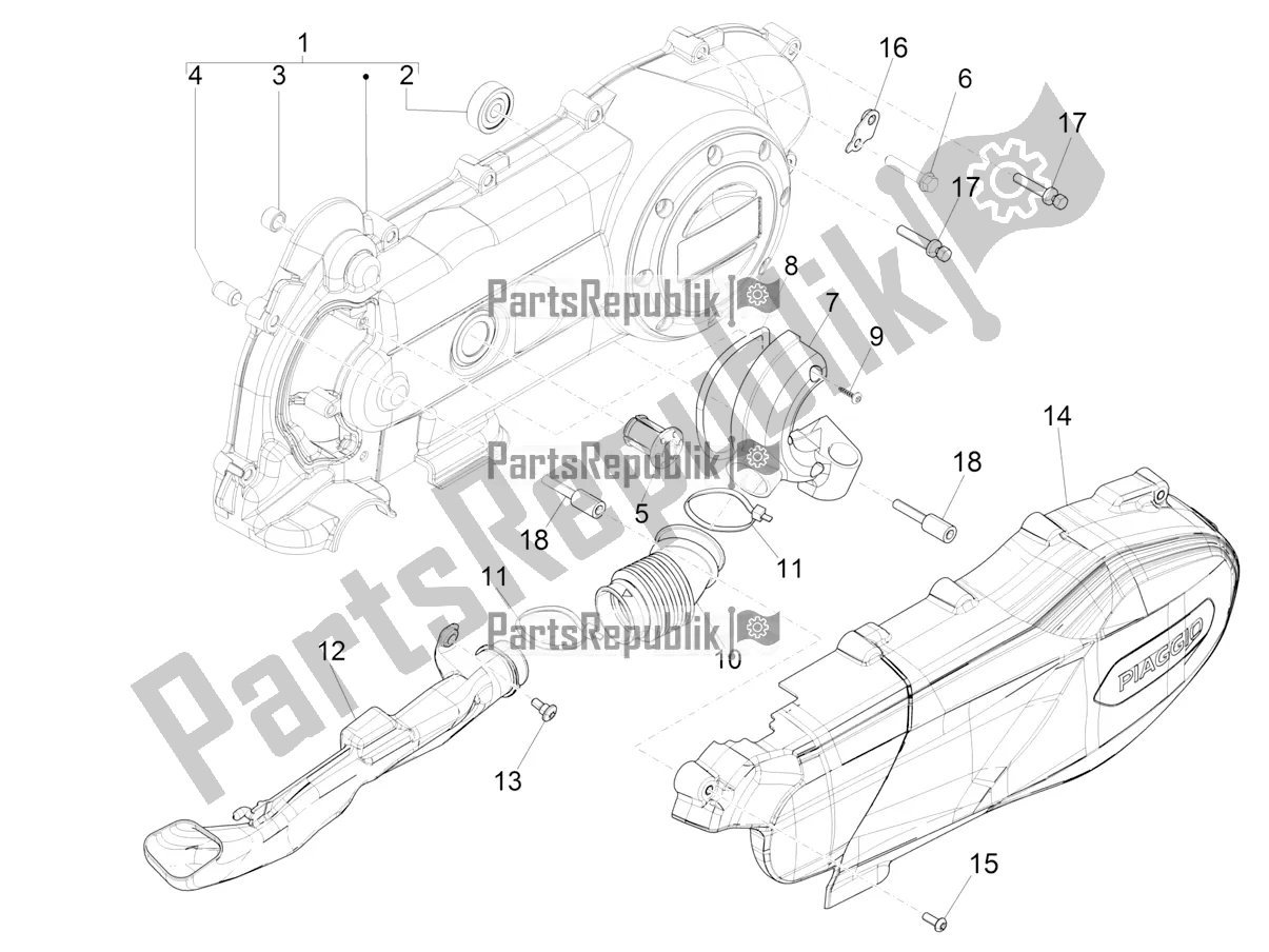 All parts for the Crankcase Cover - Crankcase Cooling of the Piaggio Liberty 50 Iget 4T 2022