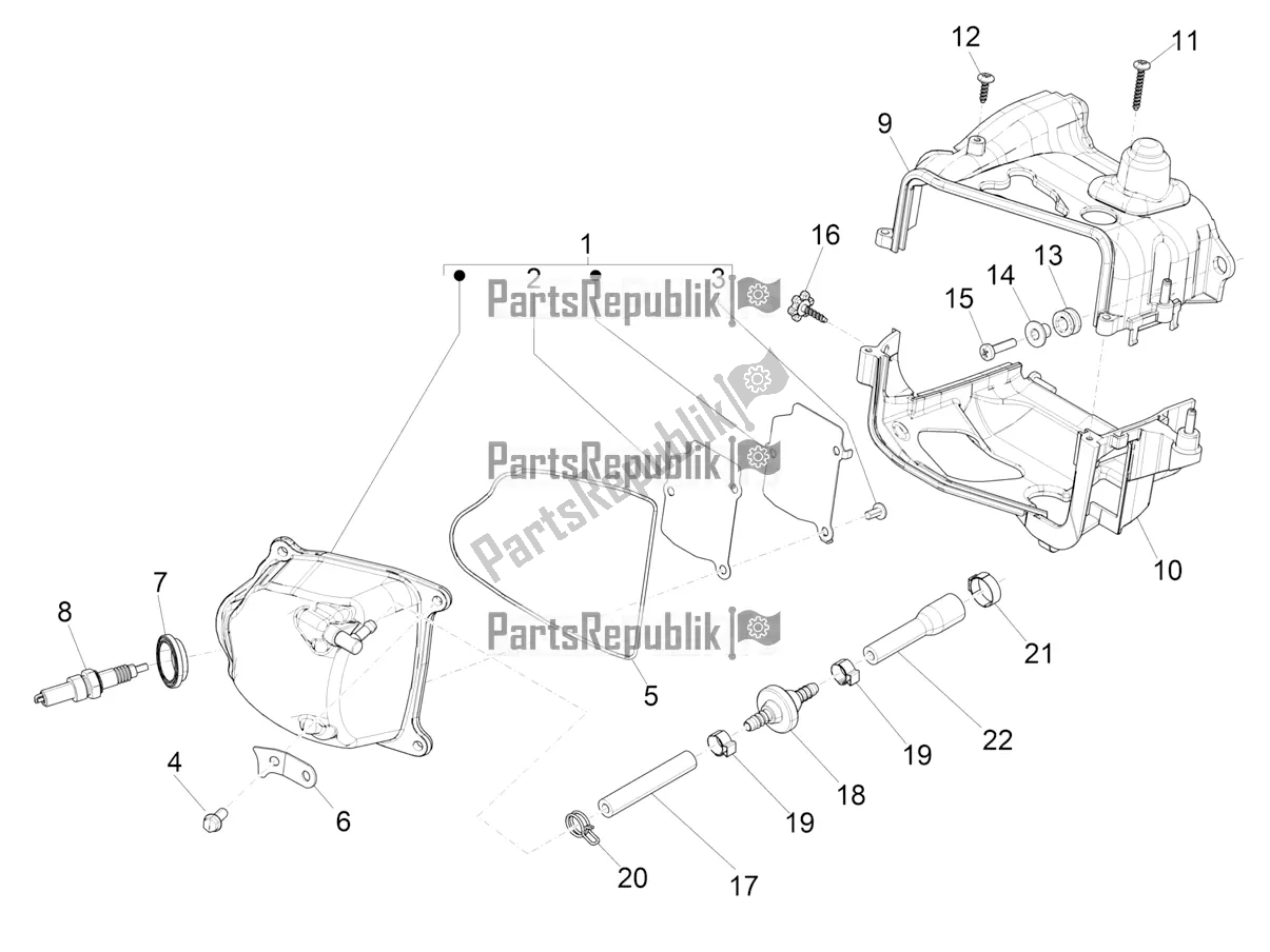 All parts for the Cylinder Head Cover of the Piaggio Liberty 50 Iget 4T 2022