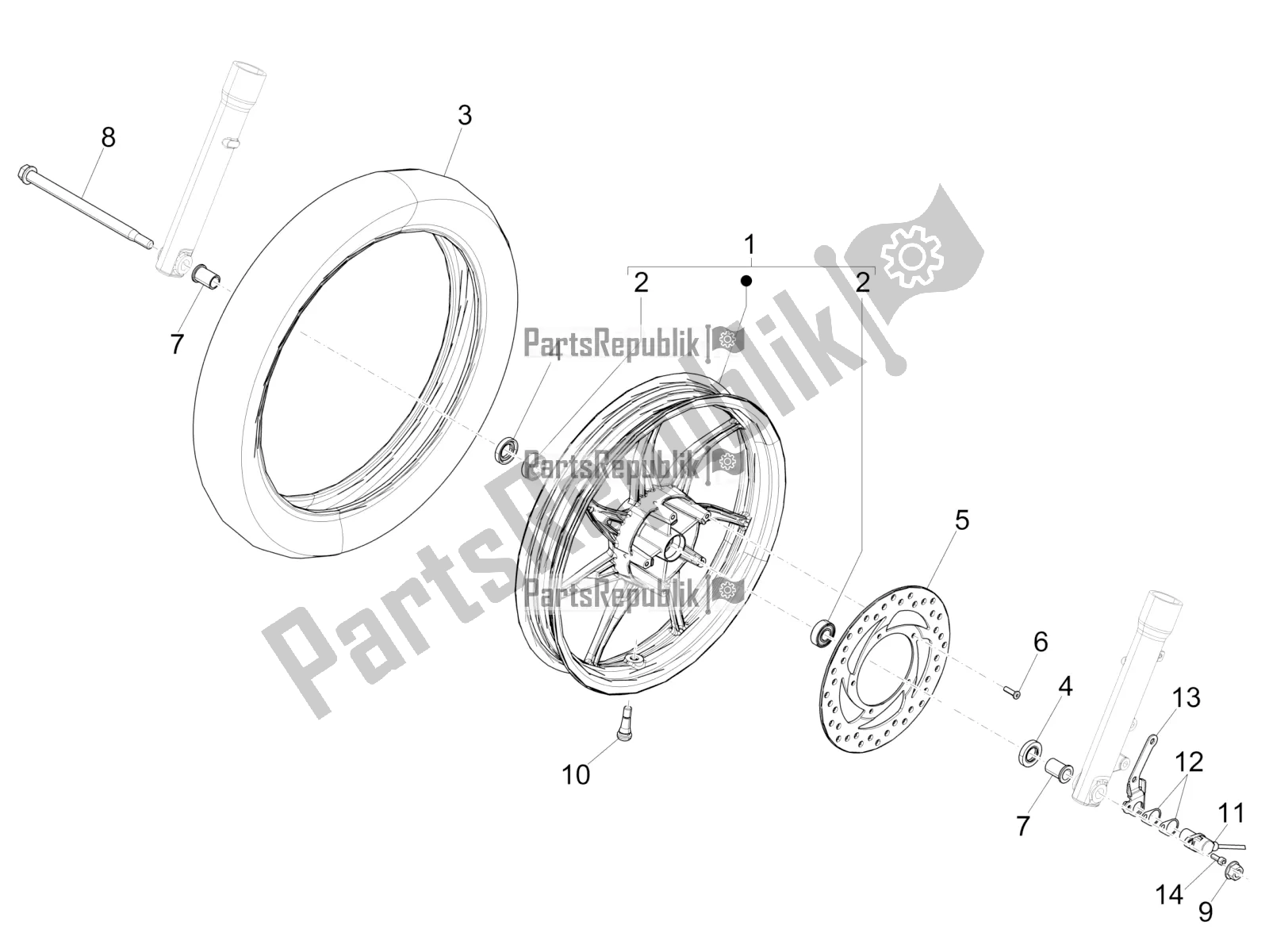 Toutes les pièces pour le Roue Avant du Piaggio Liberty 50 Iget 4T 2022