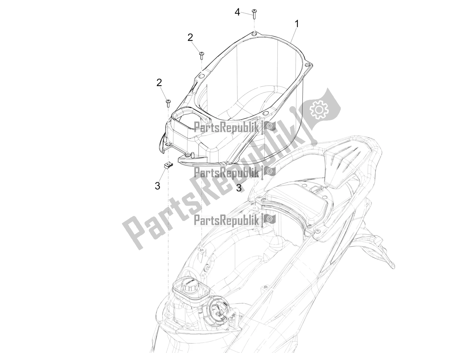 Toutes les pièces pour le Logement De Casque - Sous La Selle du Piaggio Liberty 50 Iget 4T 2022