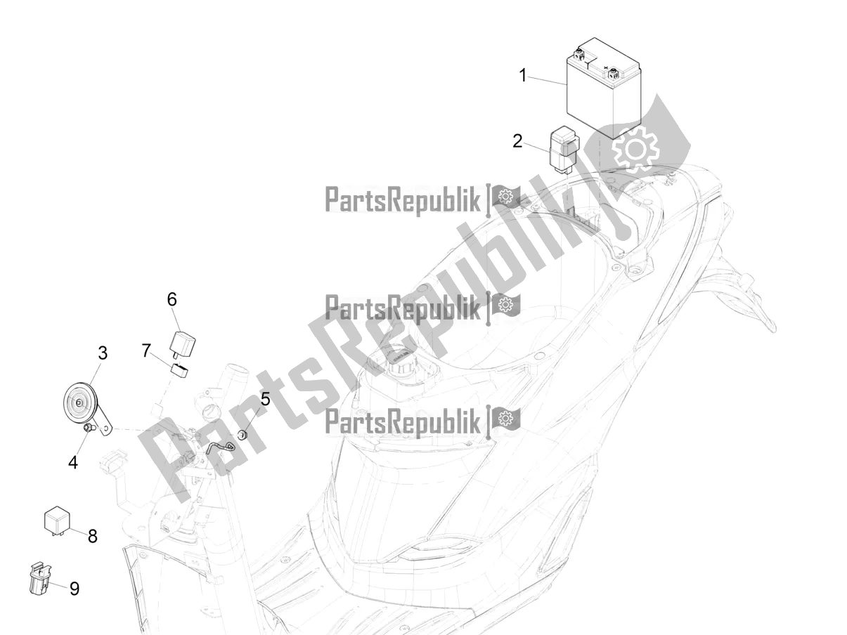 Alle onderdelen voor de Afstandsbedieningen - Batterij - Claxon van de Piaggio Liberty 50 Iget 4T 2022
