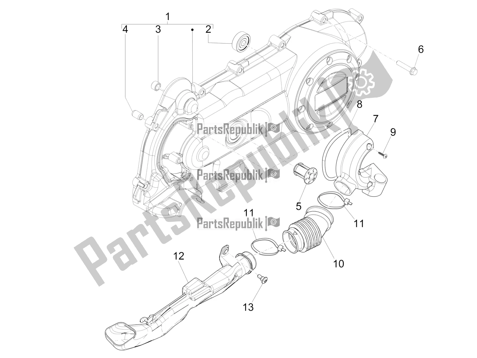 Alle onderdelen voor de Carterafdekking - Carter Koeling van de Piaggio Liberty 50 Iget 4T USA 2017