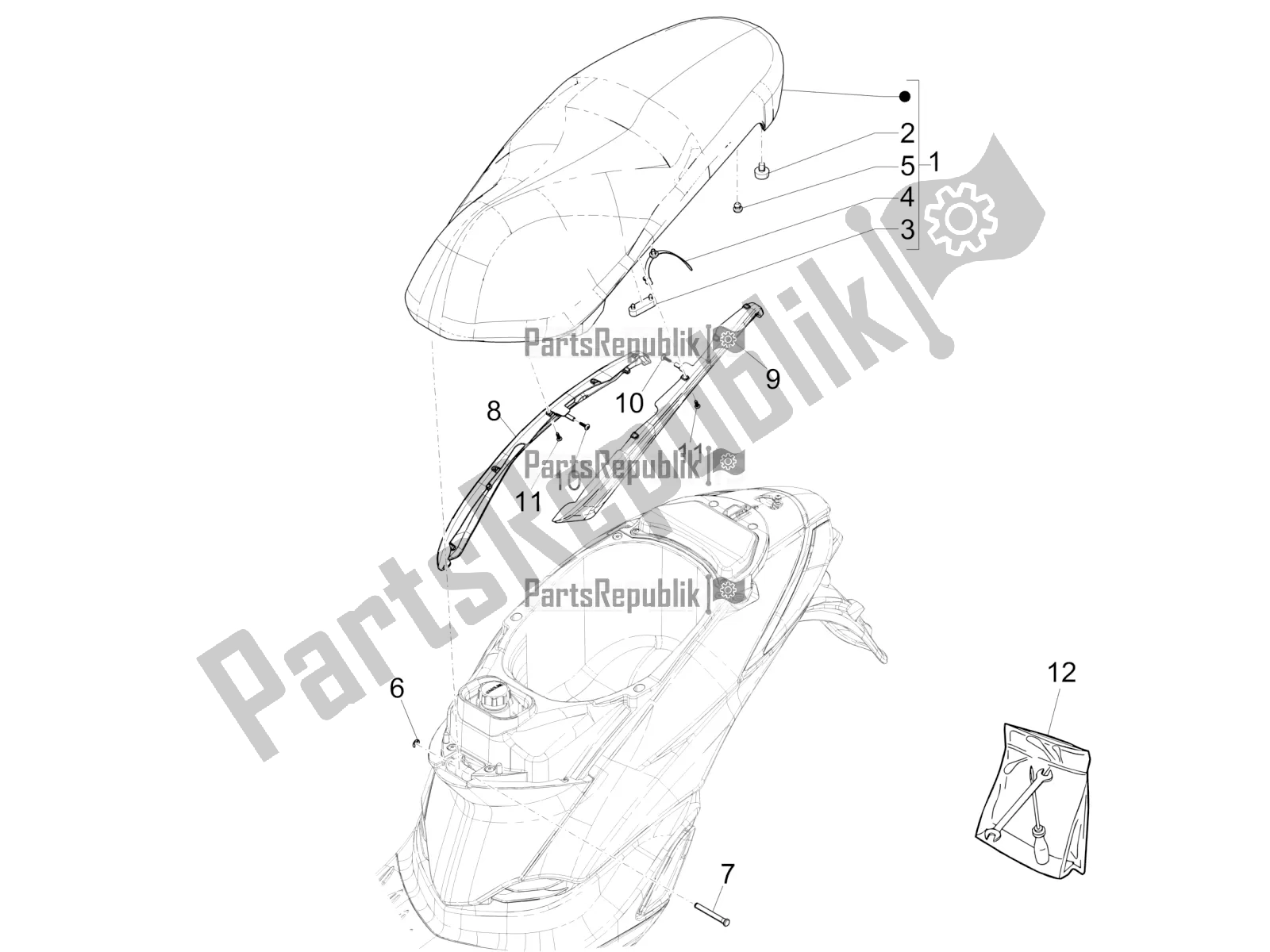 All parts for the Saddle/seats of the Piaggio Liberty 50 Iget 4T USA 2017