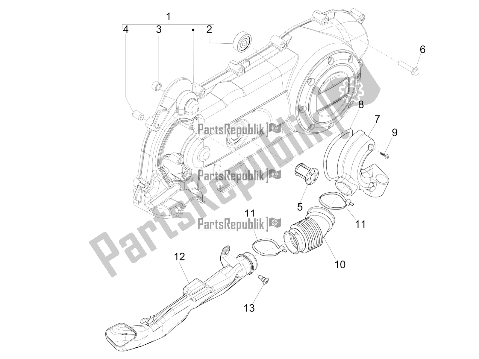 All parts for the Crankcase Cover - Crankcase Cooling of the Piaggio Liberty 50 Iget 4T USA 2018