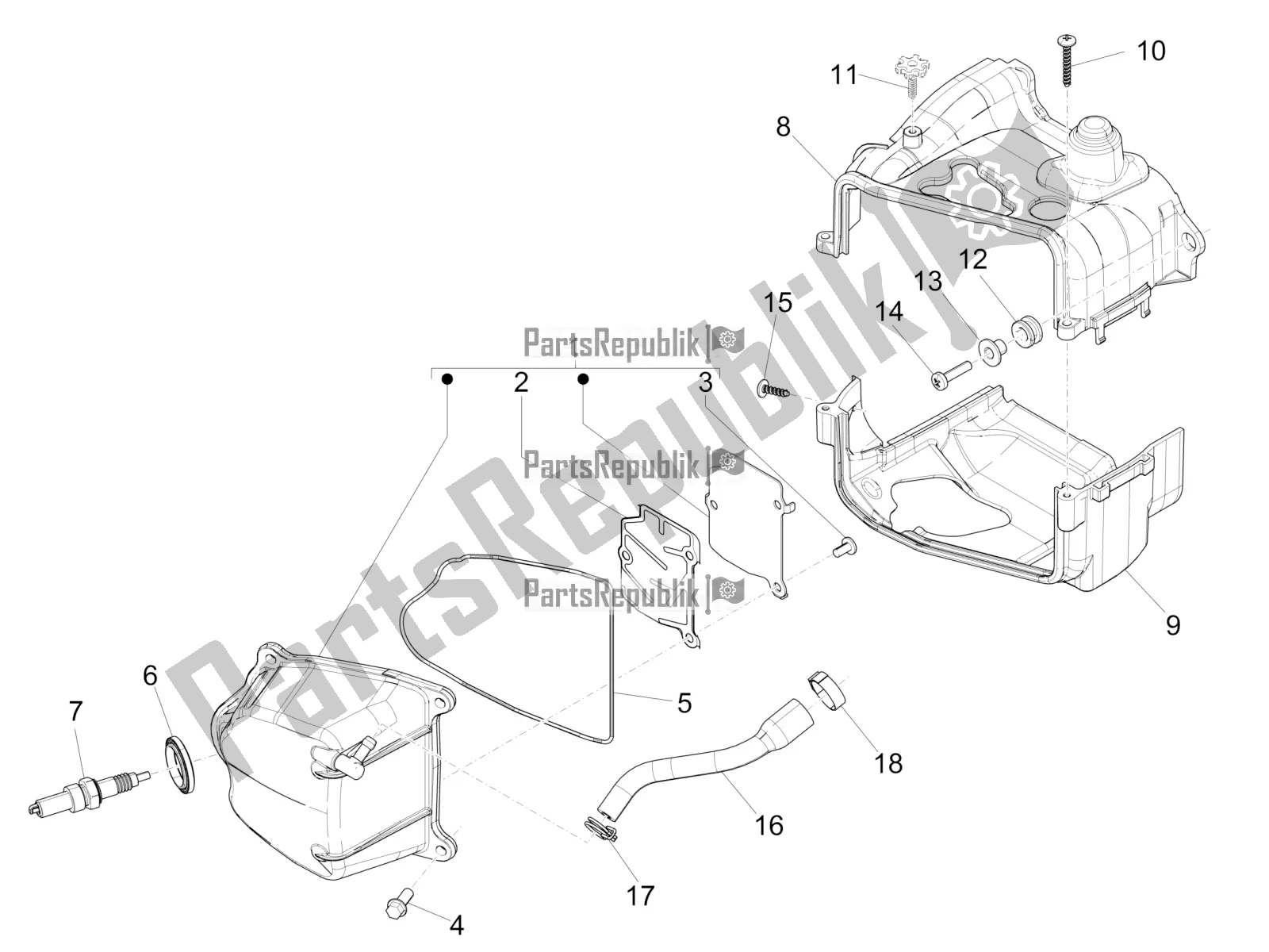 Todas las partes para Cubierta De Tapa De Cilindro de Piaggio Liberty 50 Iget 4T USA 2018