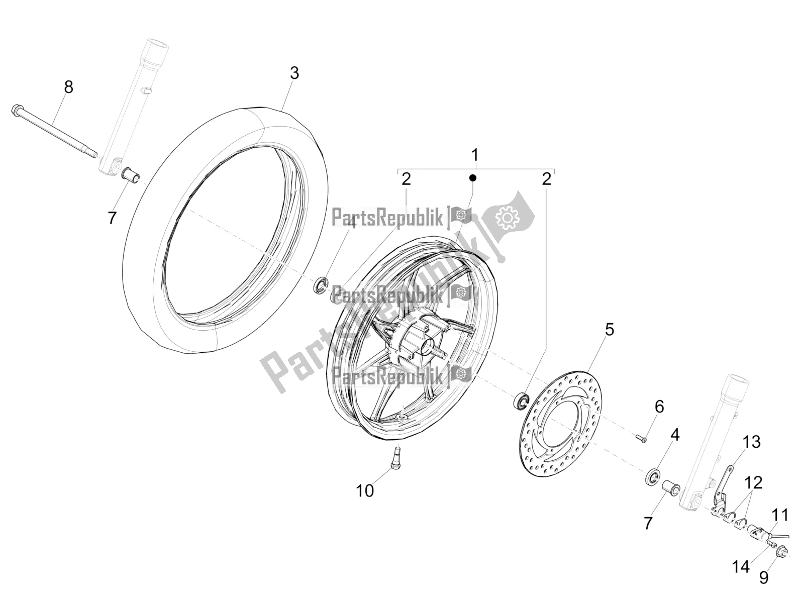 Tutte le parti per il Ruota Anteriore del Piaggio Liberty 50 Iget 4T USA 2018