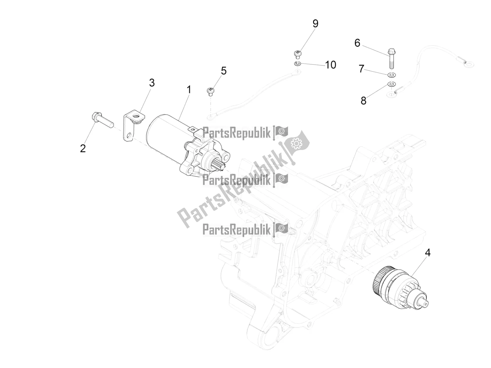 Toutes les pièces pour le Stater - Démarreur électrique du Piaggio Liberty 50 Iget 4T USA 2018