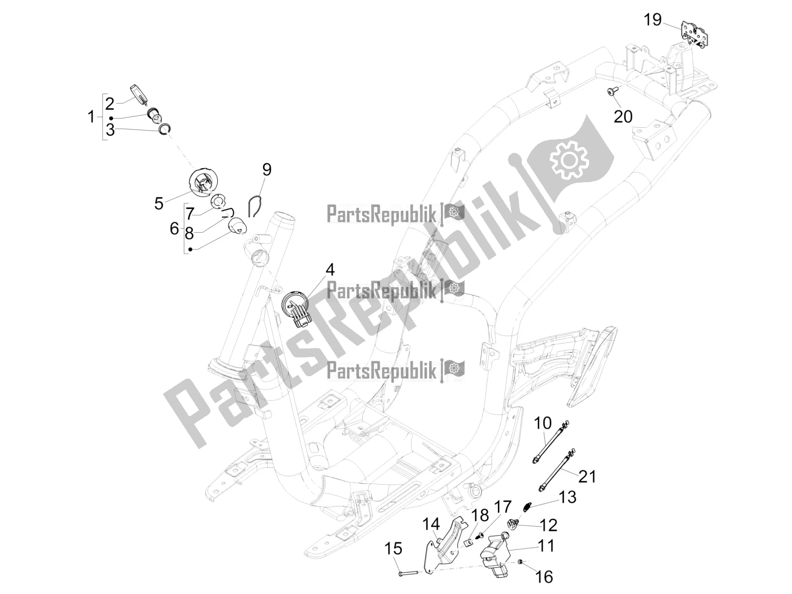 Alle onderdelen voor de Sloten van de Piaggio Liberty 50 Iget 4T USA 2019