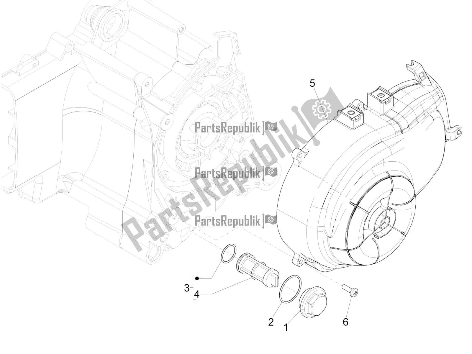 Toutes les pièces pour le Couvercle Magnéto Volant - Filtre à Huile du Piaggio Liberty 50 Iget 4T USA 2021