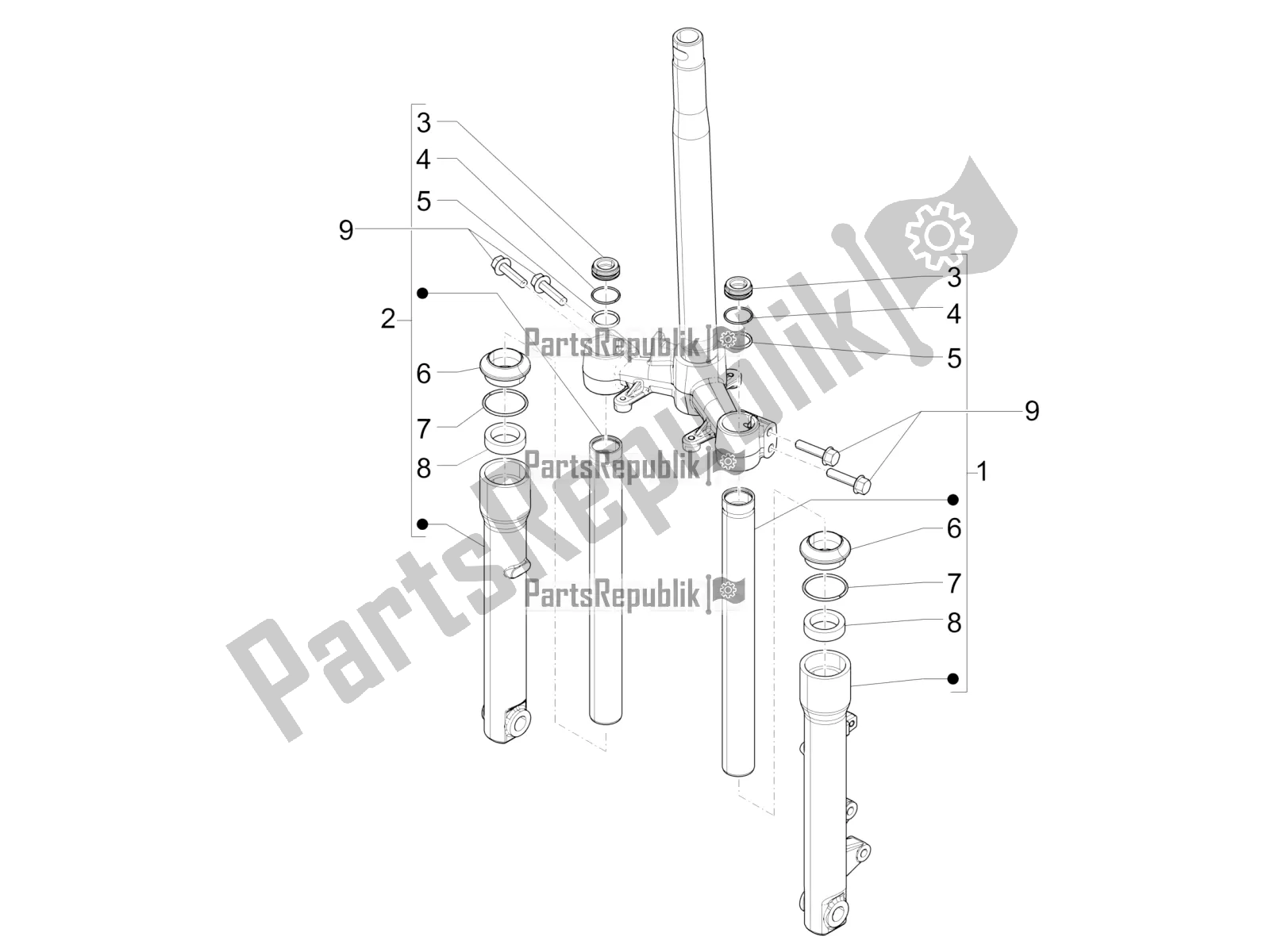 Toutes les pièces pour le Composants De La Fourche (wuxi Top) du Piaggio Liberty 50 Iget 4T USA 2021