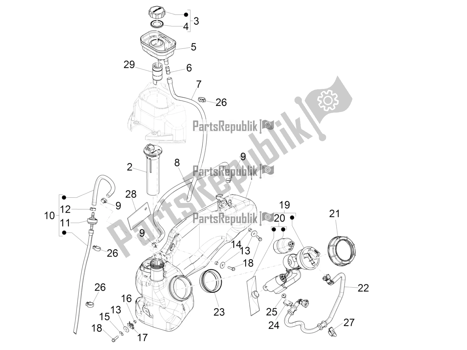 Toutes les pièces pour le Réservoir D'essence du Piaggio Liberty 50 Iget 4T USA 2021