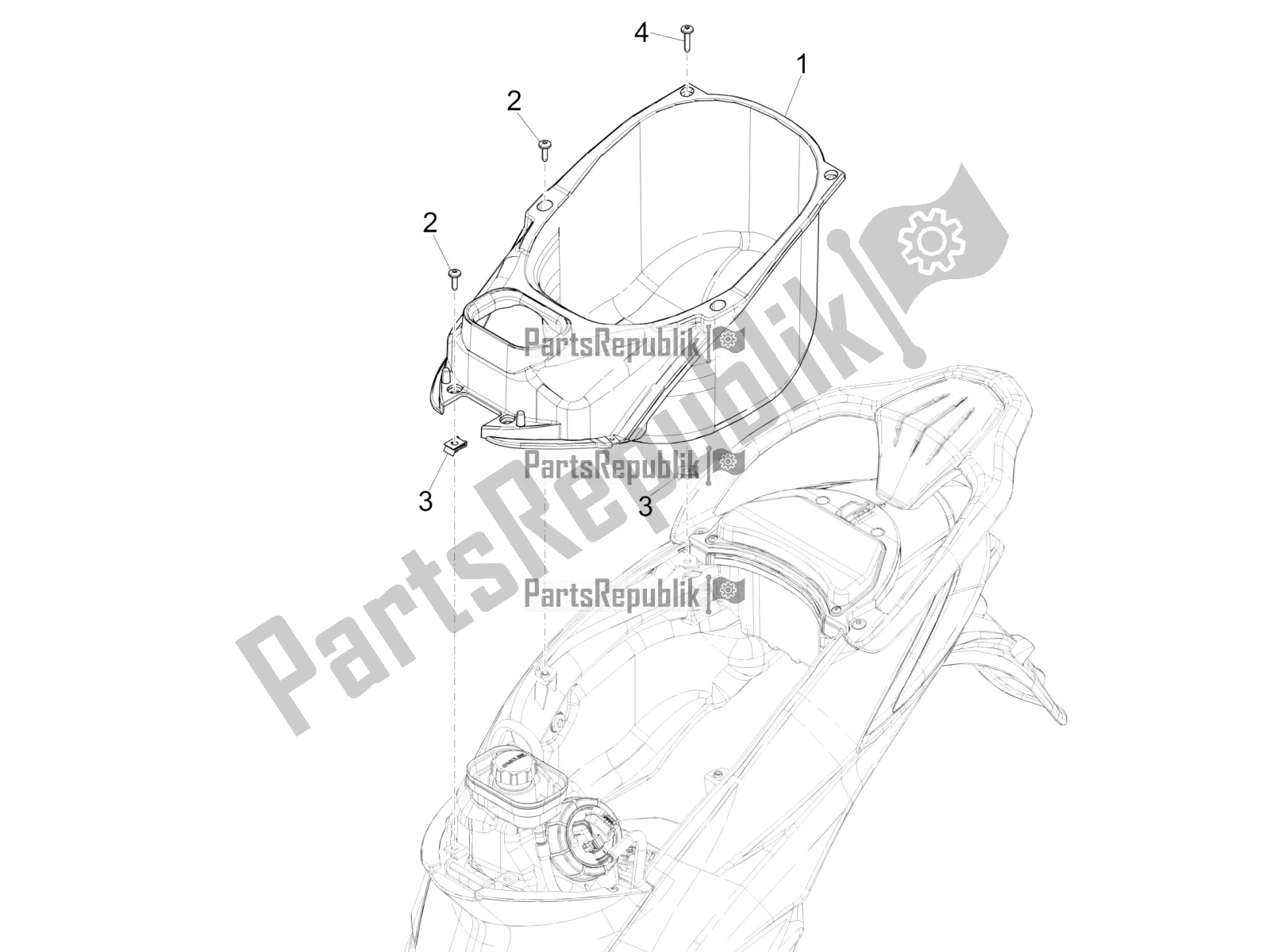 Todas las partes para Carcasa Del Casco - Debajo Del Sillín de Piaggio Liberty 50 Iget 4T USA 2021