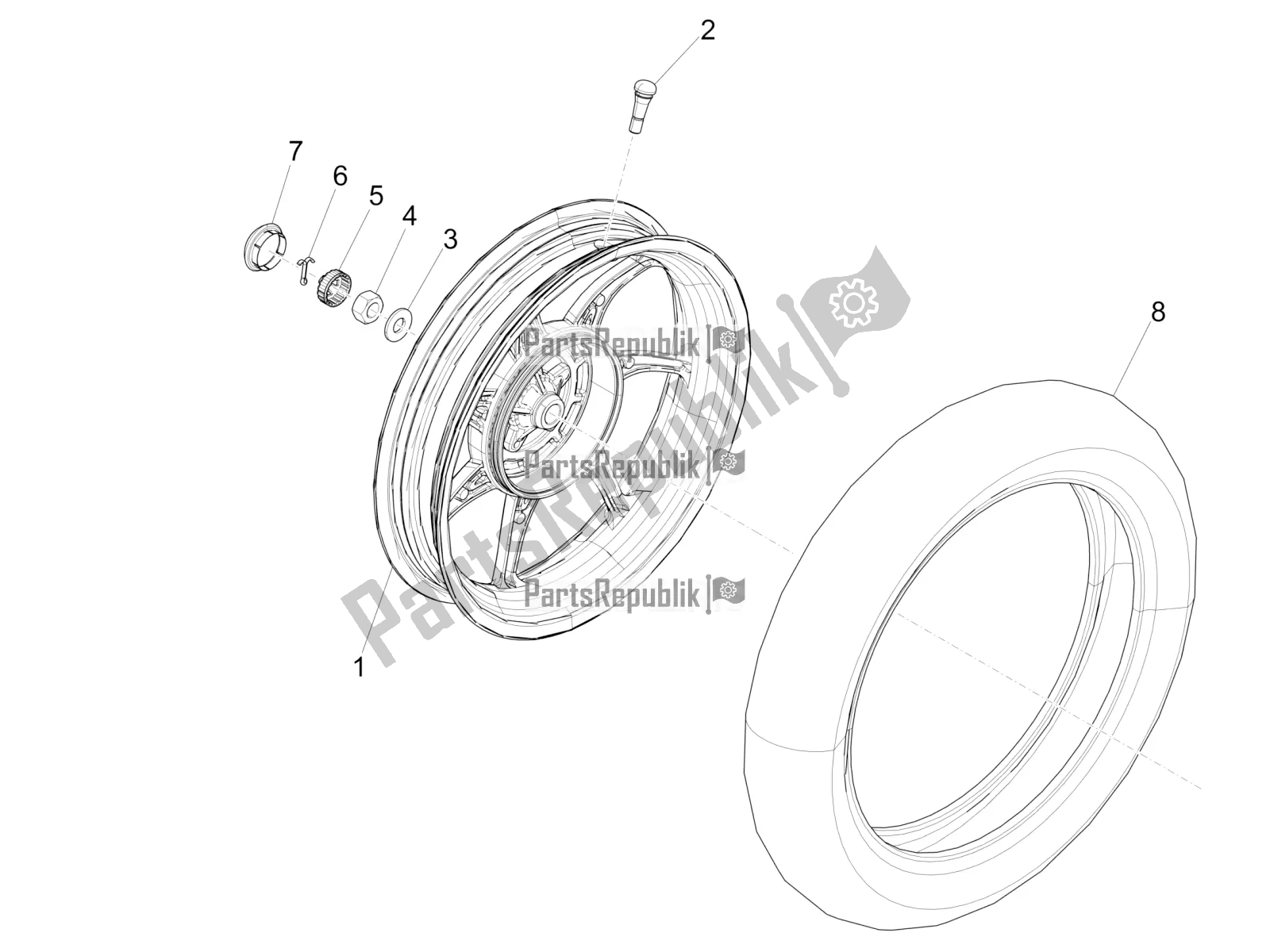 Toutes les pièces pour le Roue Arrière du Piaggio Liberty 50 Iget 4T USA 2021