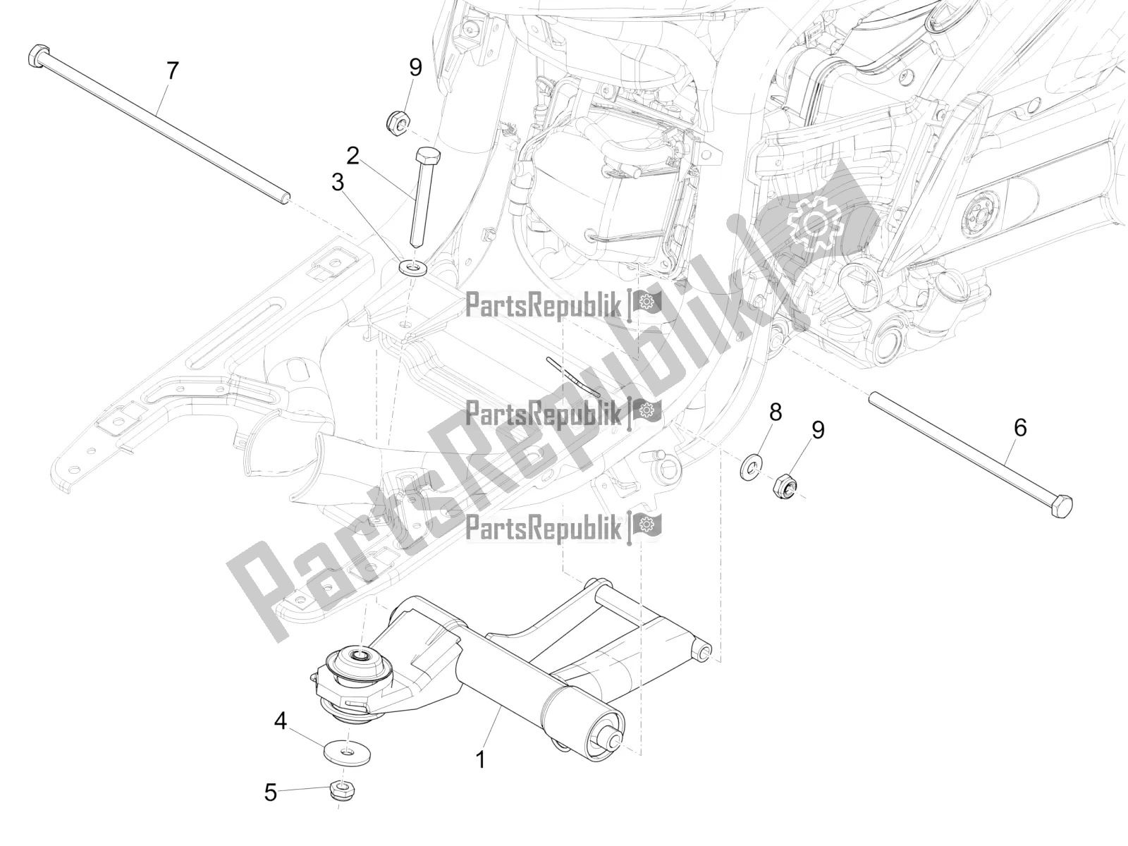 Toutes les pièces pour le Bras Oscillant du Piaggio Liberty 50 Iget 4T USA 2021