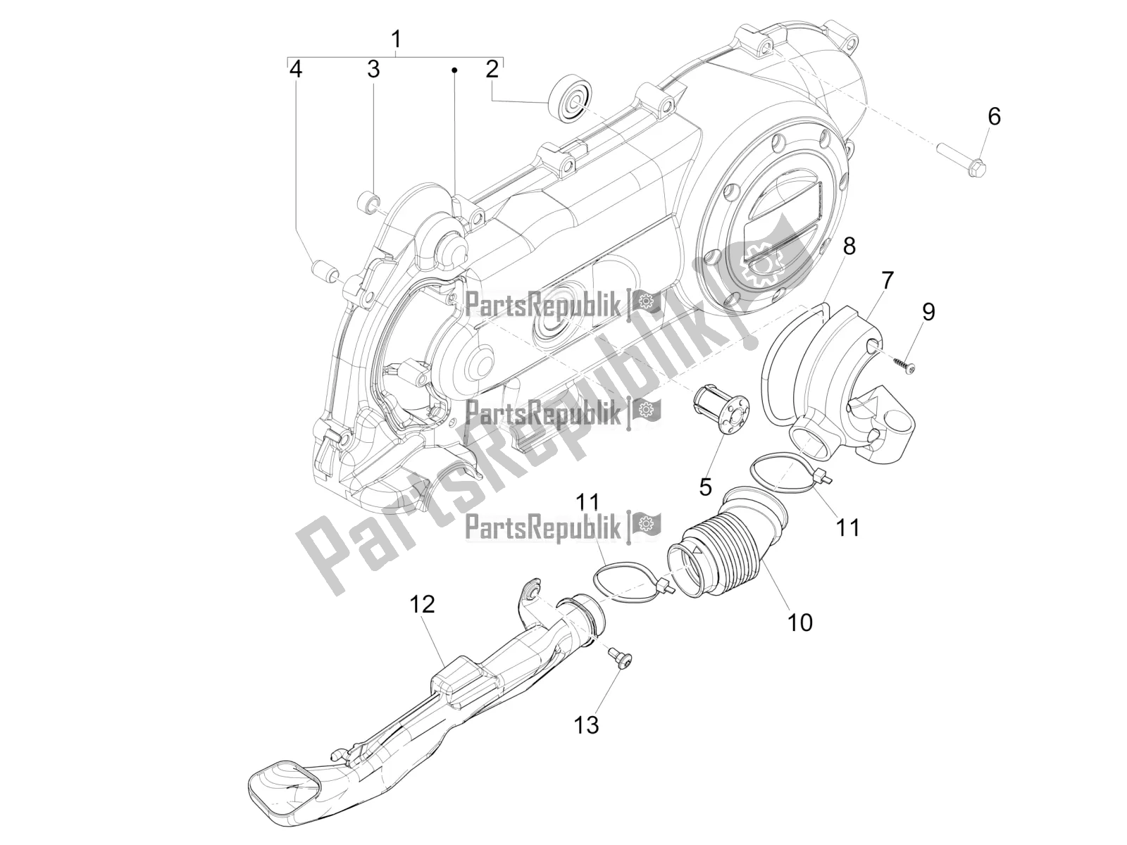 All parts for the Crankcase Cover - Crankcase Cooling of the Piaggio Liberty 50 Iget 4T USA 2022