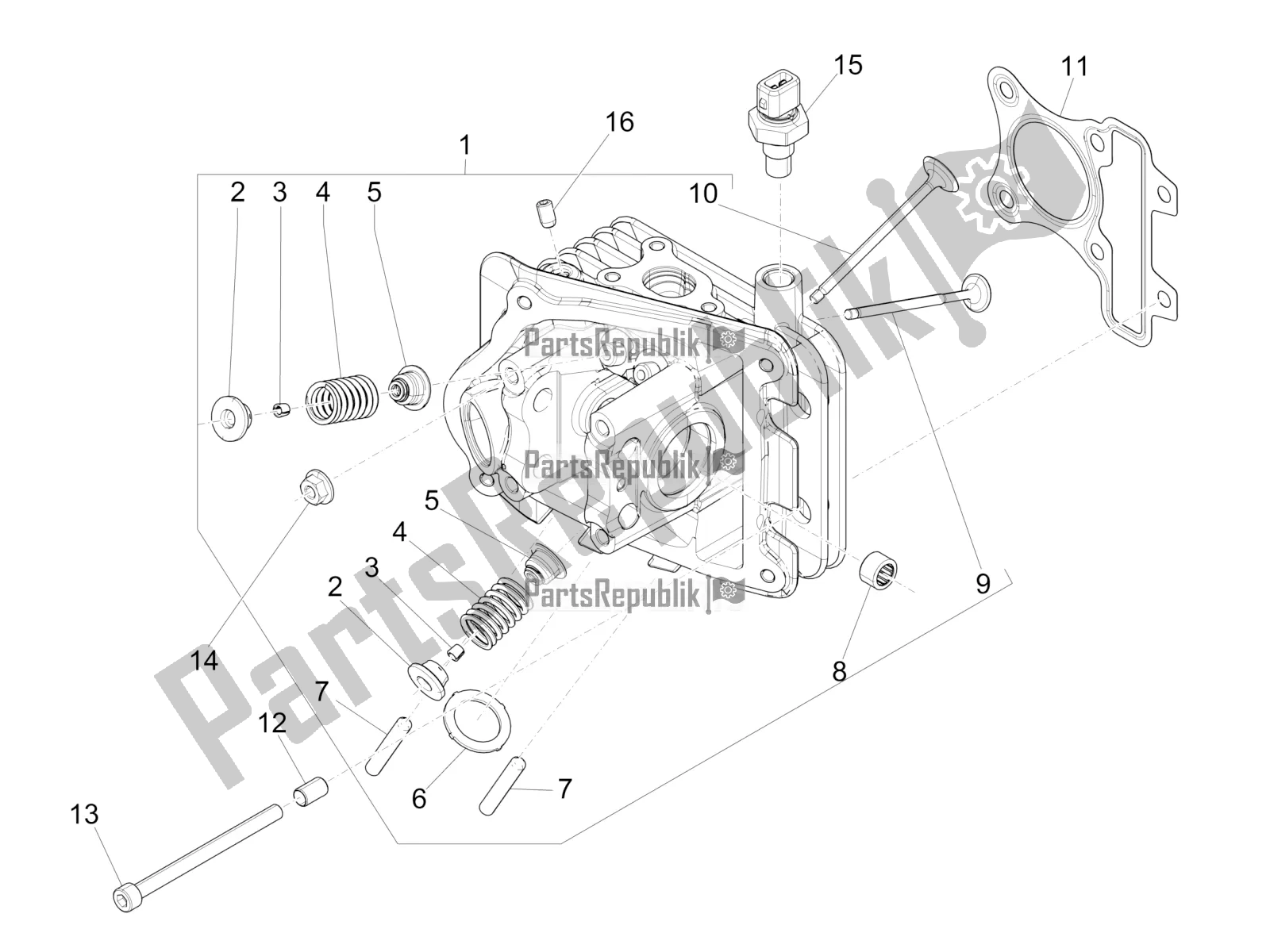 Todas as partes de Cylinder Head Unit - Valve do Piaggio Liberty 50 Iget 4T USA 2022