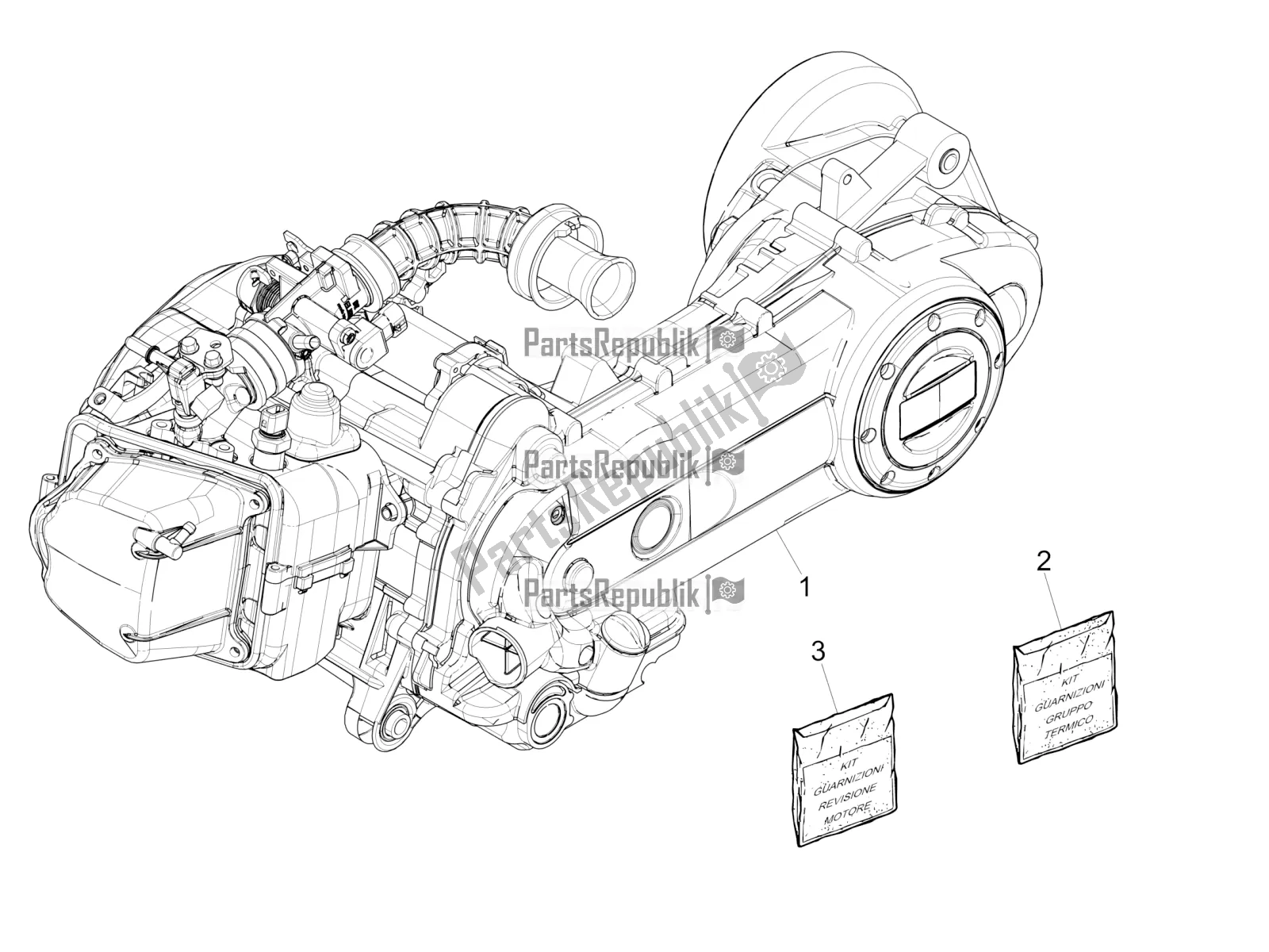 All parts for the Engine, Assembly of the Piaggio Liberty 50 Iget 4T USA 2022