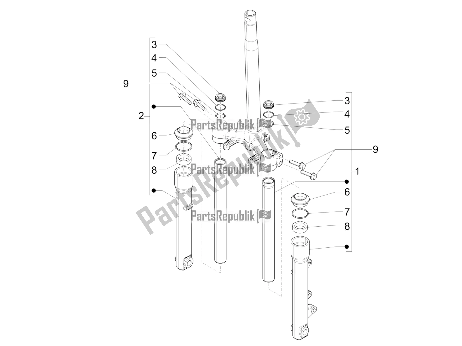 Toutes les pièces pour le Composants De La Fourche (wuxi Top) du Piaggio Liberty 50 Iget 4T USA 2022