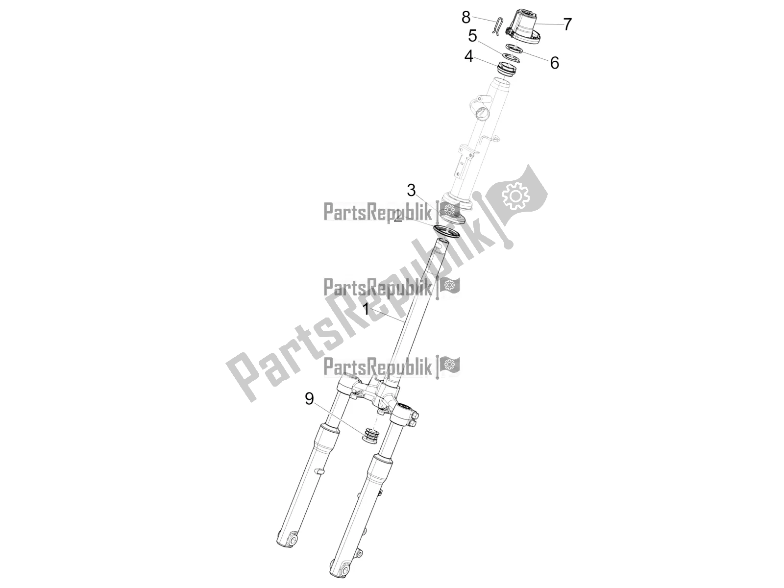 Todas as partes de Garfo / Tubo De Direção - Unidade De Rolamento De Direção do Piaggio Liberty 50 Iget 4T USA 2022