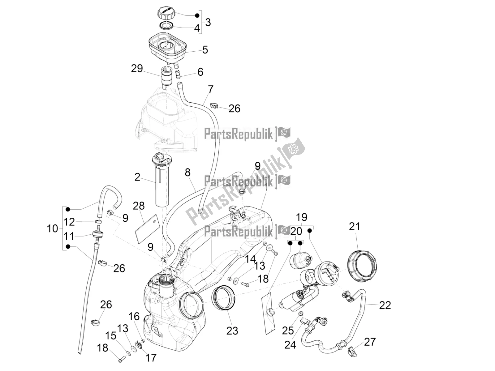 Toutes les pièces pour le Réservoir D'essence du Piaggio Liberty 50 Iget 4T USA 2022