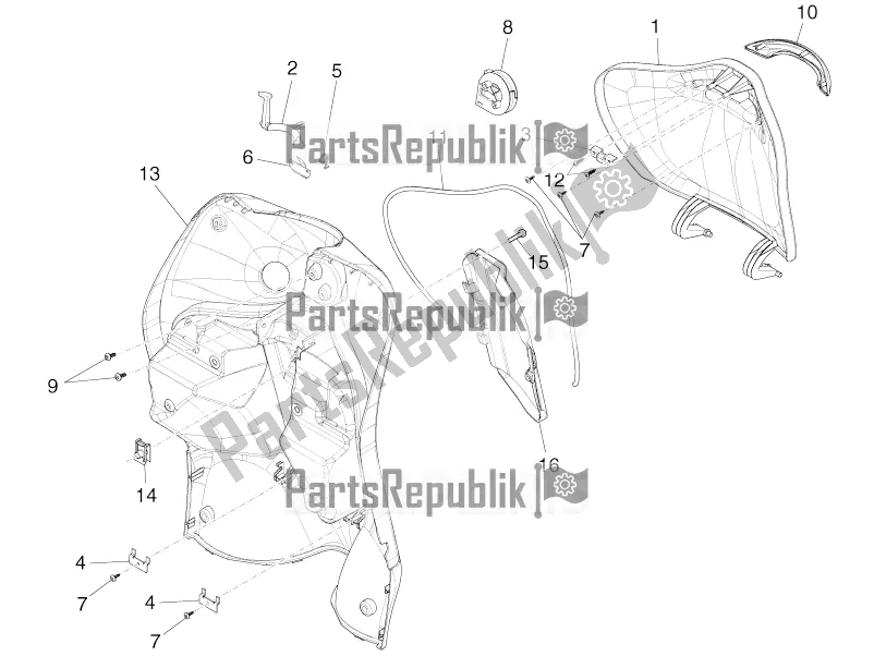 Wszystkie części do Przedni Schowek - Panel Ochraniaj? Cy Kolana Piaggio Liberty Elettrico PPT E 0 2016