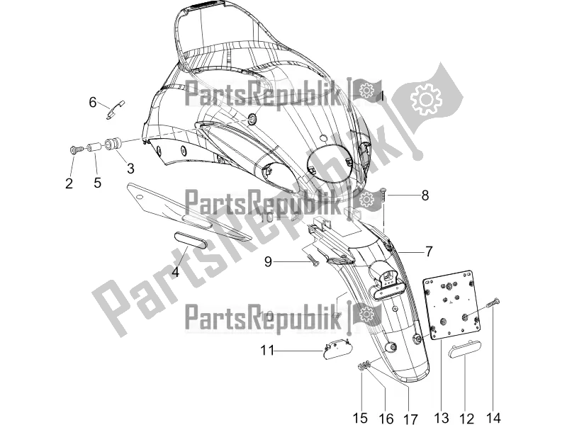 Tutte le parti per il Coperchio Posteriore - Paraspruzzi del Piaggio Liberty Elettrico PPT E 0 2016