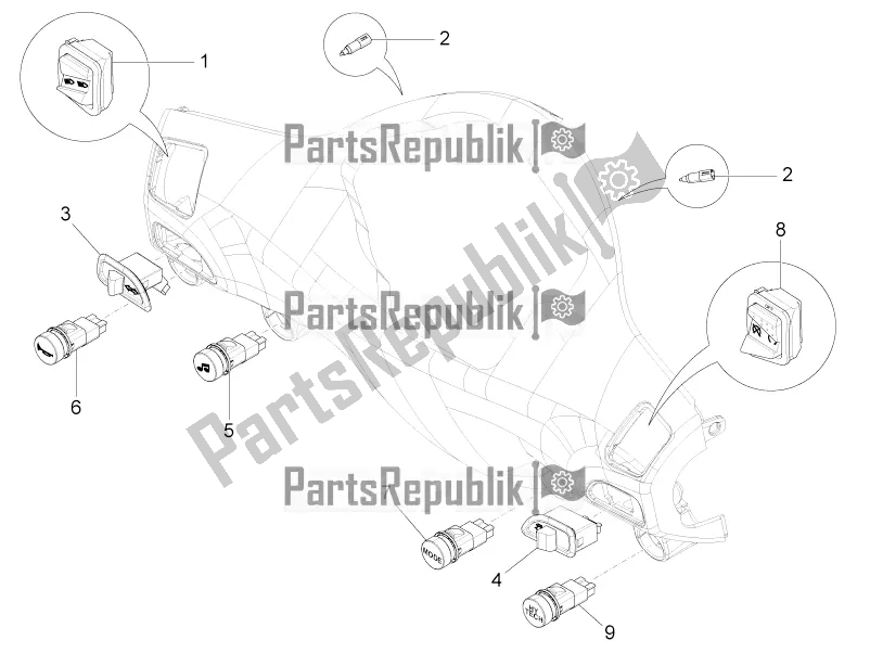 Alle onderdelen voor de Keuzeschakelaars - Schakelaars - Knoppen van de Piaggio Liberty Elettrico PPT E 0 2016