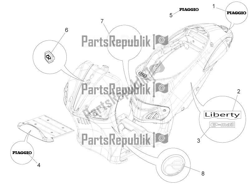 Tutte le parti per il Piatti - Emblemi del Piaggio Liberty Elettrico PPT E 0 2017
