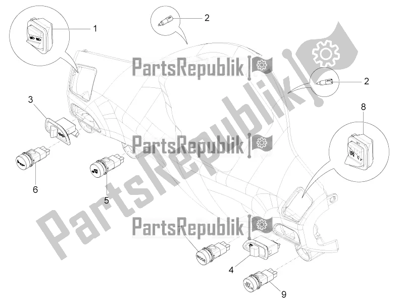 Alle onderdelen voor de Keuzeschakelaars - Schakelaars - Knoppen van de Piaggio Liberty Elettrico PPT E 0 2017