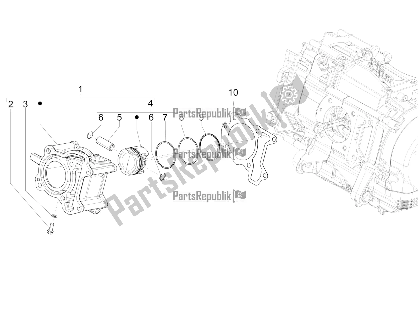 Todas las partes para Unidad De Pasador Cilindro-pistón-muñeca de Piaggio Medley 125 4T IE ABS 2016