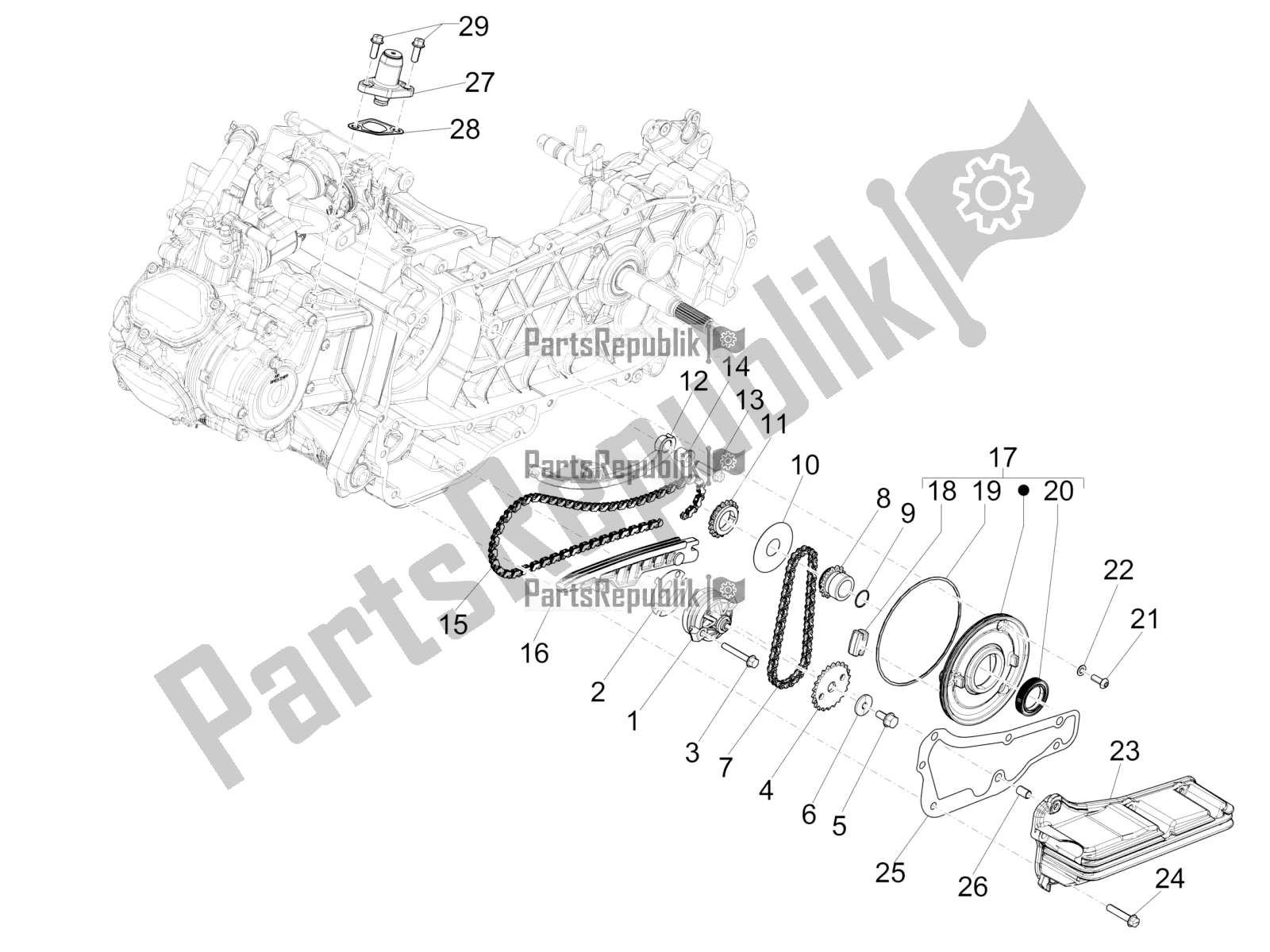 All parts for the Oil Pump of the Piaggio Medley 125 4T IE ABS 2016