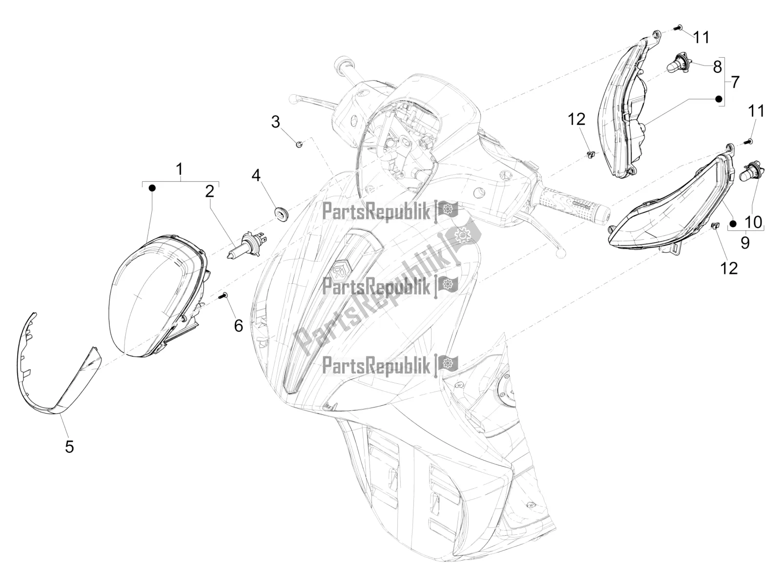 All parts for the Front Headlamps - Turn Signal Lamps of the Piaggio Medley 125 4T IE ABS 2017