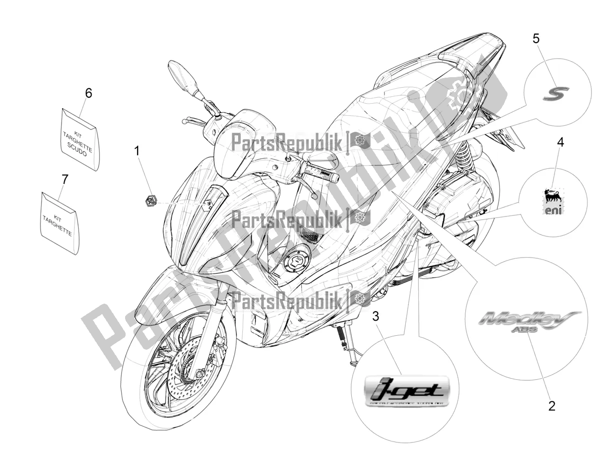 Tutte le parti per il Piatti - Emblemi del Piaggio Medley 125 4T IE ABS 2017