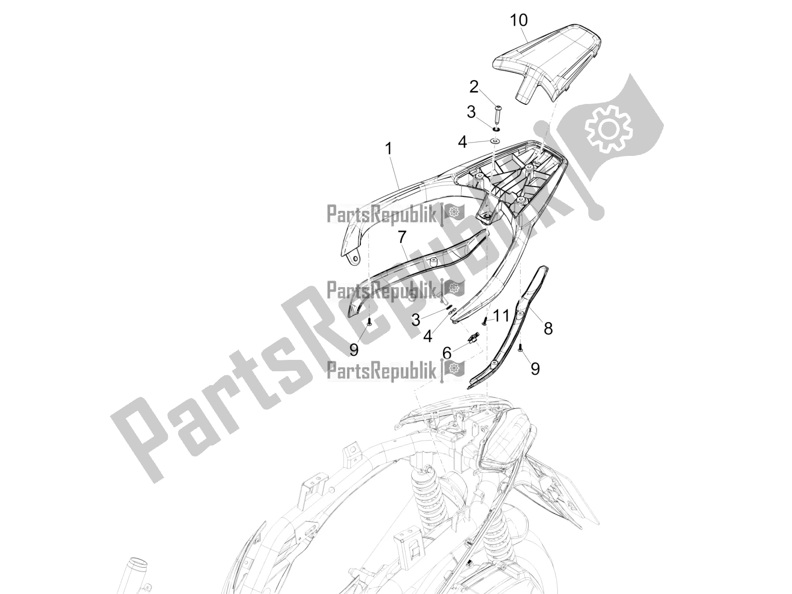 Todas las partes para Portaequipajes Trasero de Piaggio Medley 125 4T IE ABS 2017