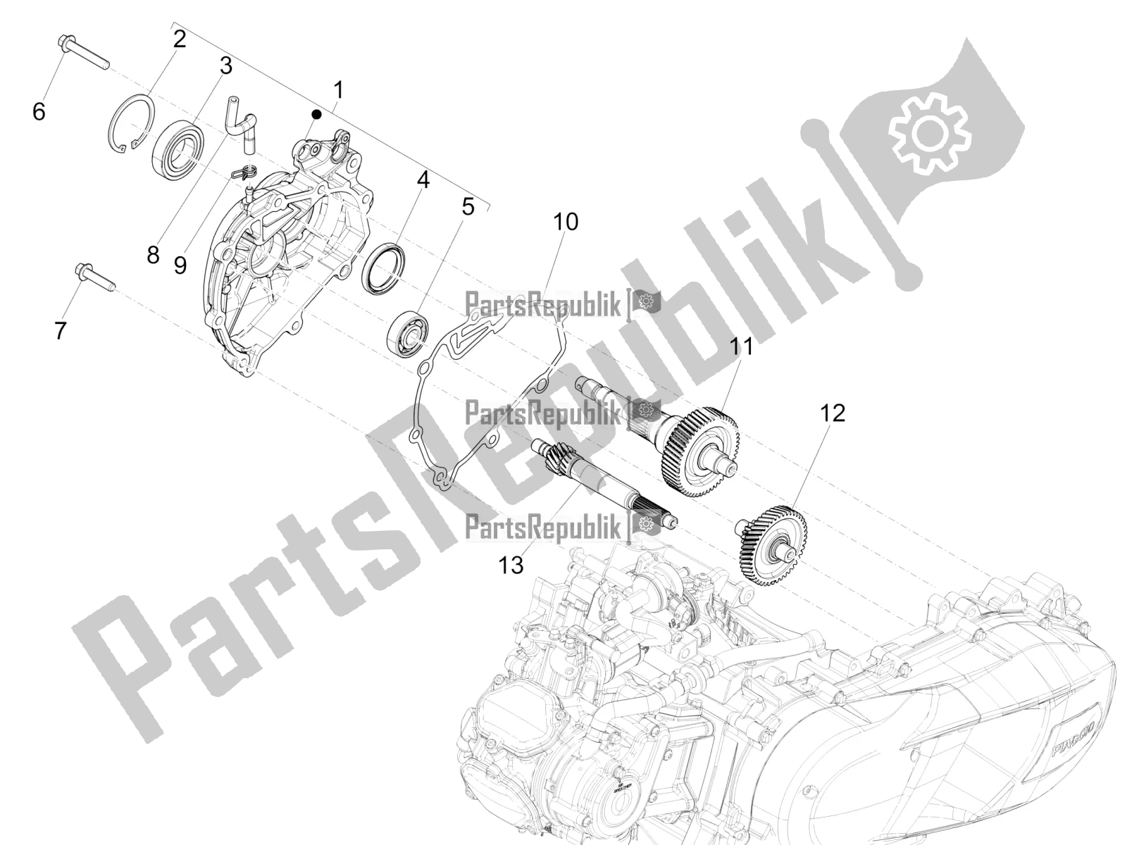 Toutes les pièces pour le Unité De Réduction du Piaggio Medley 125 4T IE ABS 2017