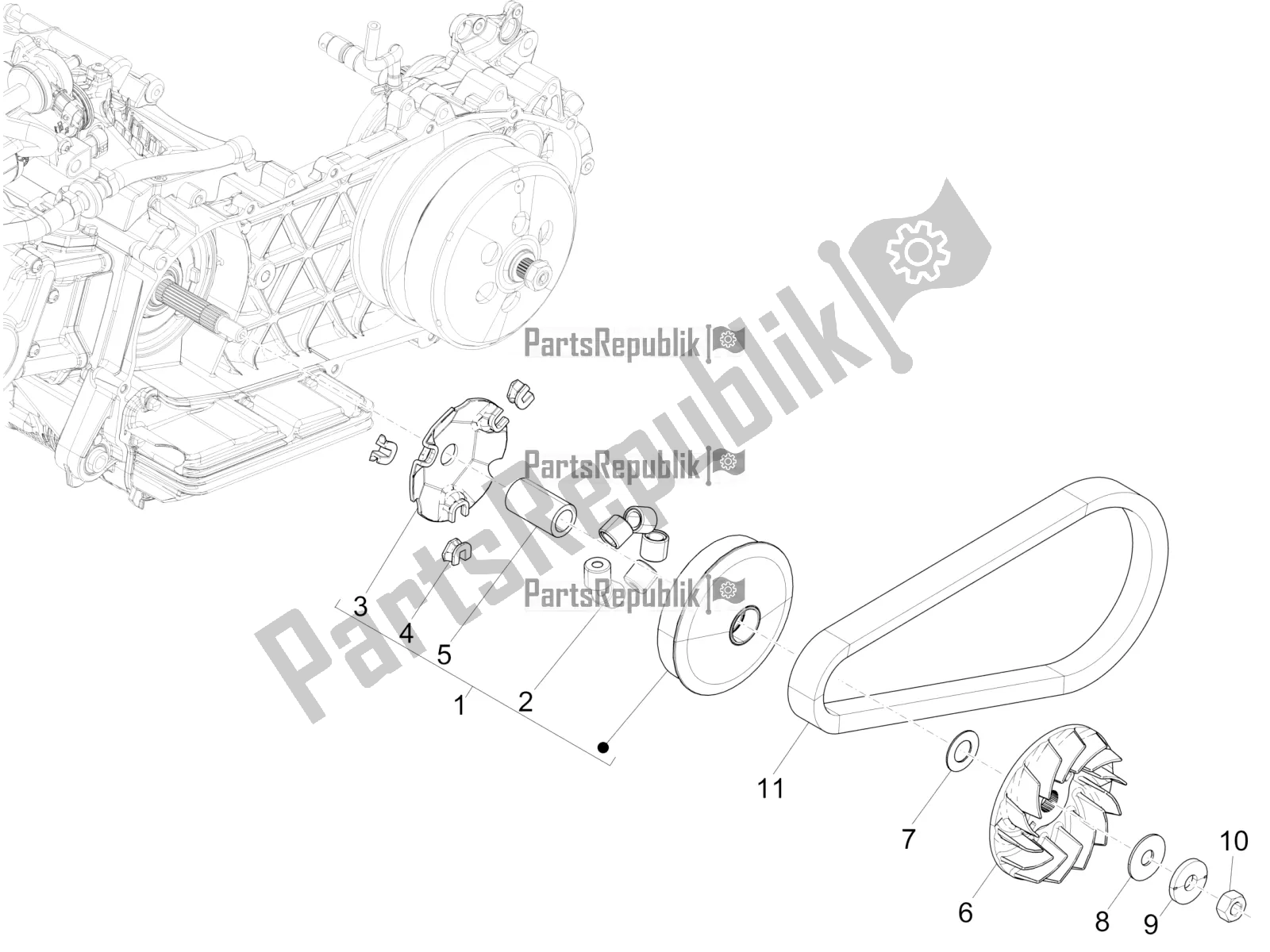 All parts for the Driving Pulley of the Piaggio Medley 125 4T IE ABS 2018