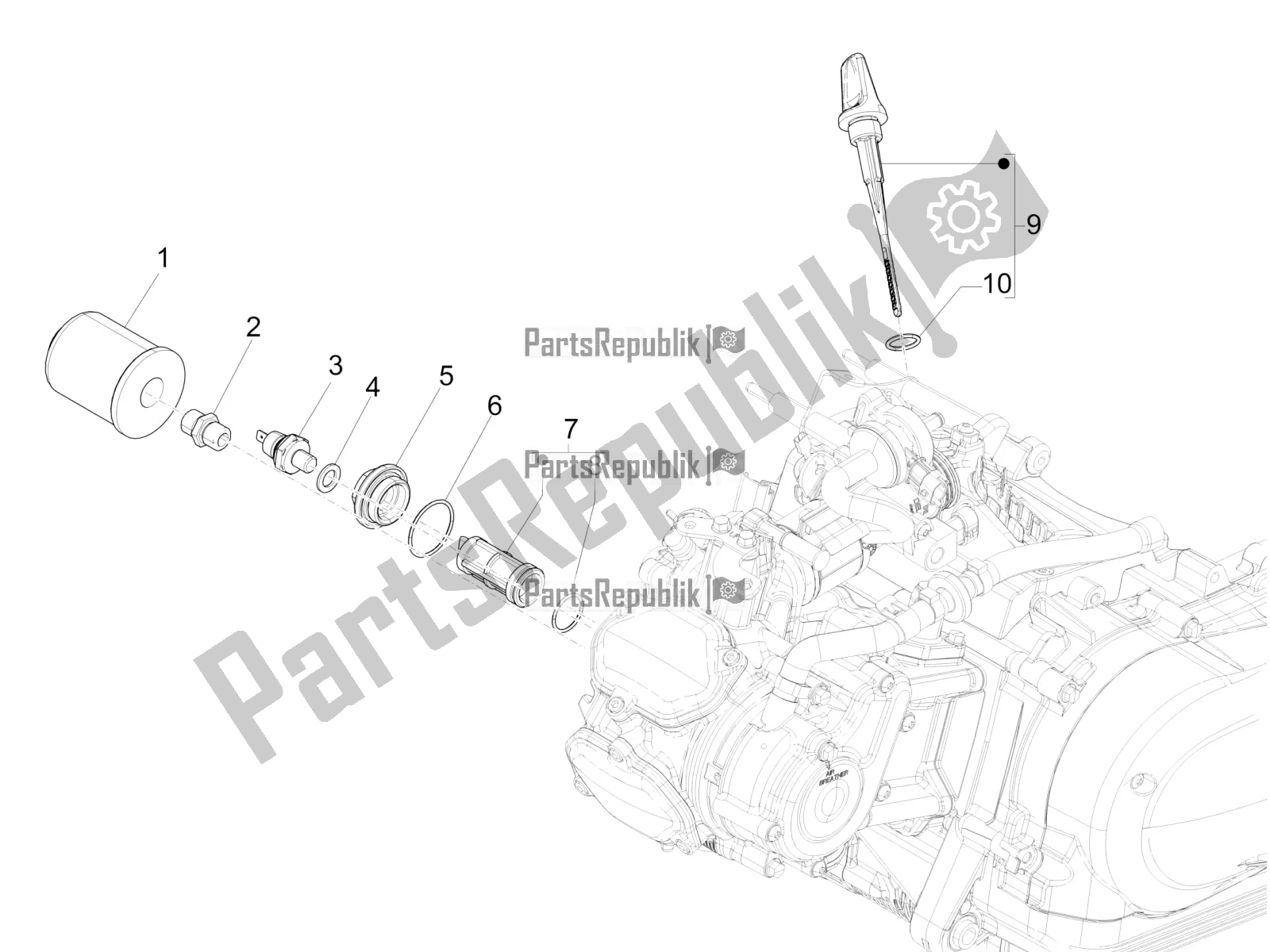 Toutes les pièces pour le Couvercle Magnéto Volant - Filtre à Huile du Piaggio Medley 125 4T IE ABS 2018