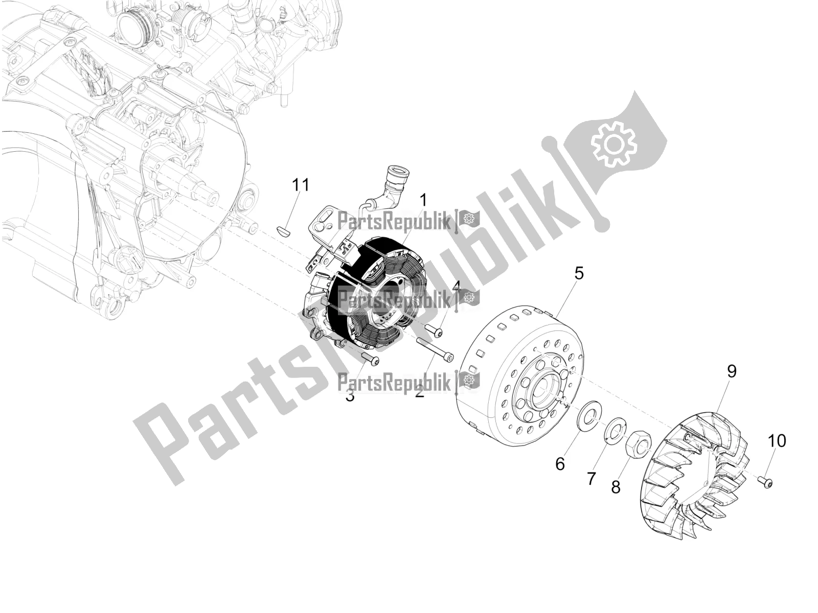 Toutes les pièces pour le Volant Magnéto du Piaggio Medley 125 4T IE ABS 2018