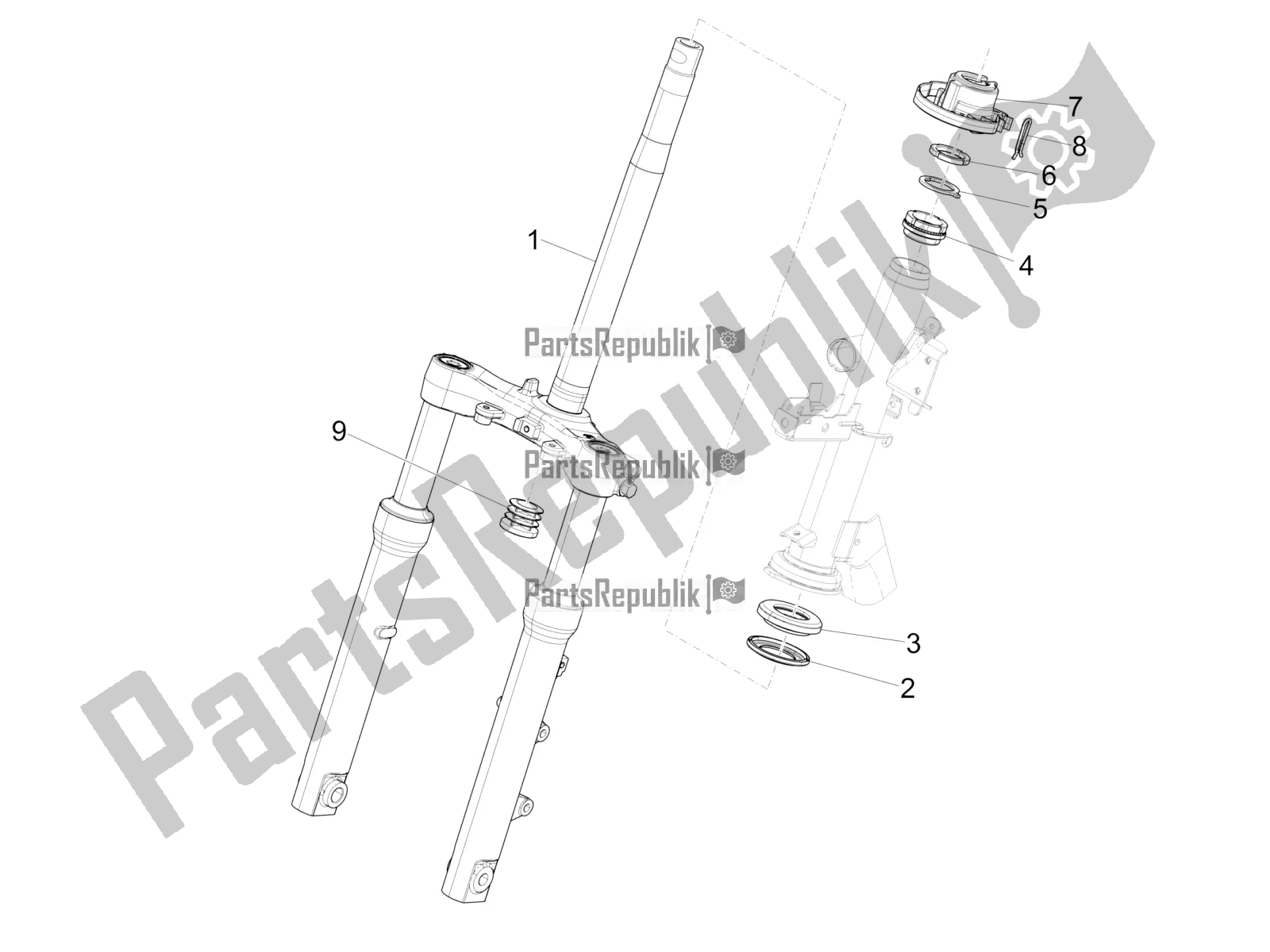 Toutes les pièces pour le Fourche / Tube De Direction - Palier De Direction du Piaggio Medley 125 4T IE ABS 2018