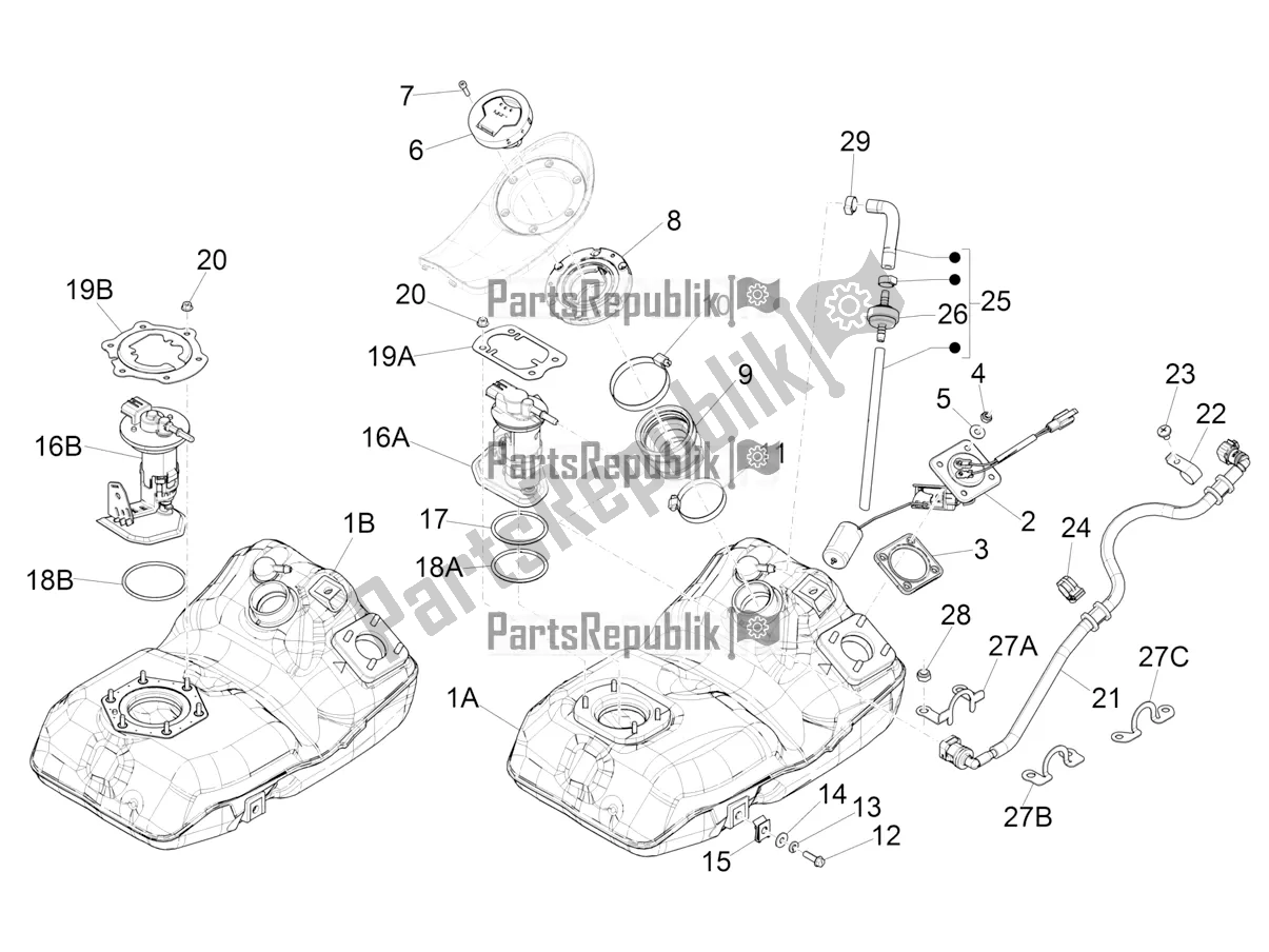 Toutes les pièces pour le Réservoir D'essence du Piaggio Medley 125 4T IE ABS 2018