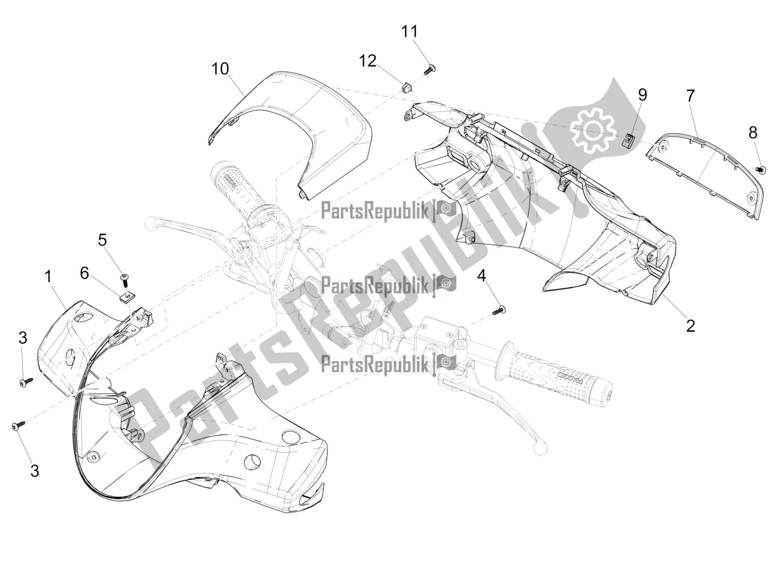 Tutte le parti per il Coperture Per Manubri del Piaggio Medley 125 4T IE ABS 2018