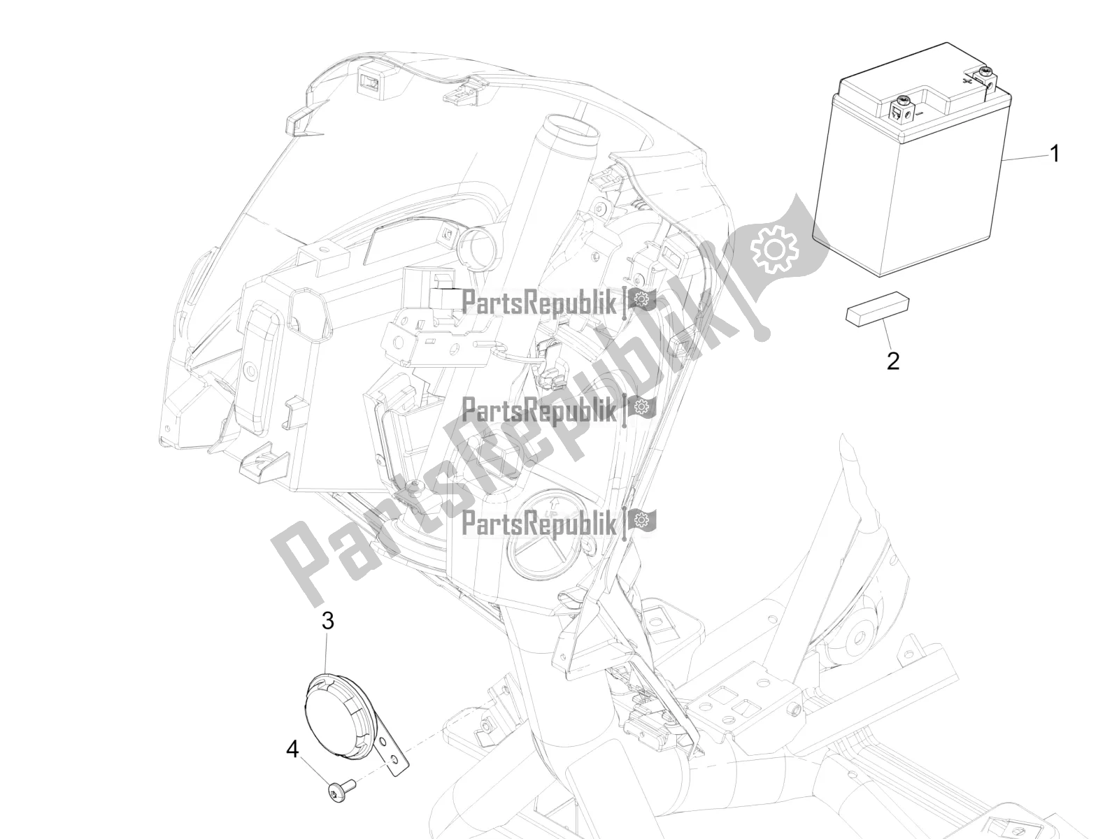 Tutte le parti per il Interruttori Del Telecomando - Batteria - Avvisatore Acustico del Piaggio Medley 125 4T IE ABS 2018