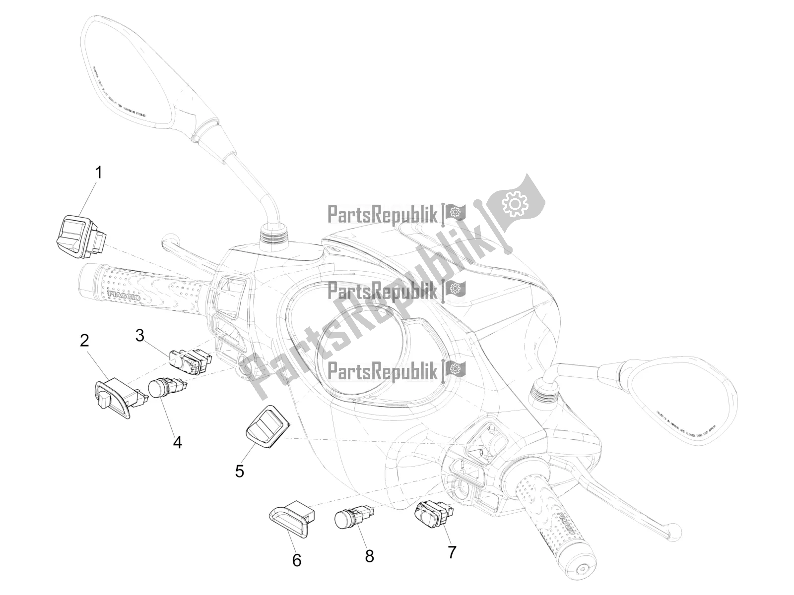 Toutes les pièces pour le Sélecteurs - Interrupteurs - Boutons du Piaggio Medley 125 4T IE ABS 2018