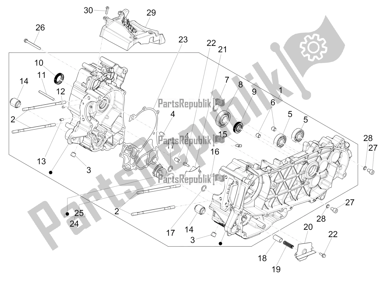 Todas las partes para Caja Del Cigüeñal de Piaggio Medley 125 4T IE ABS 2019