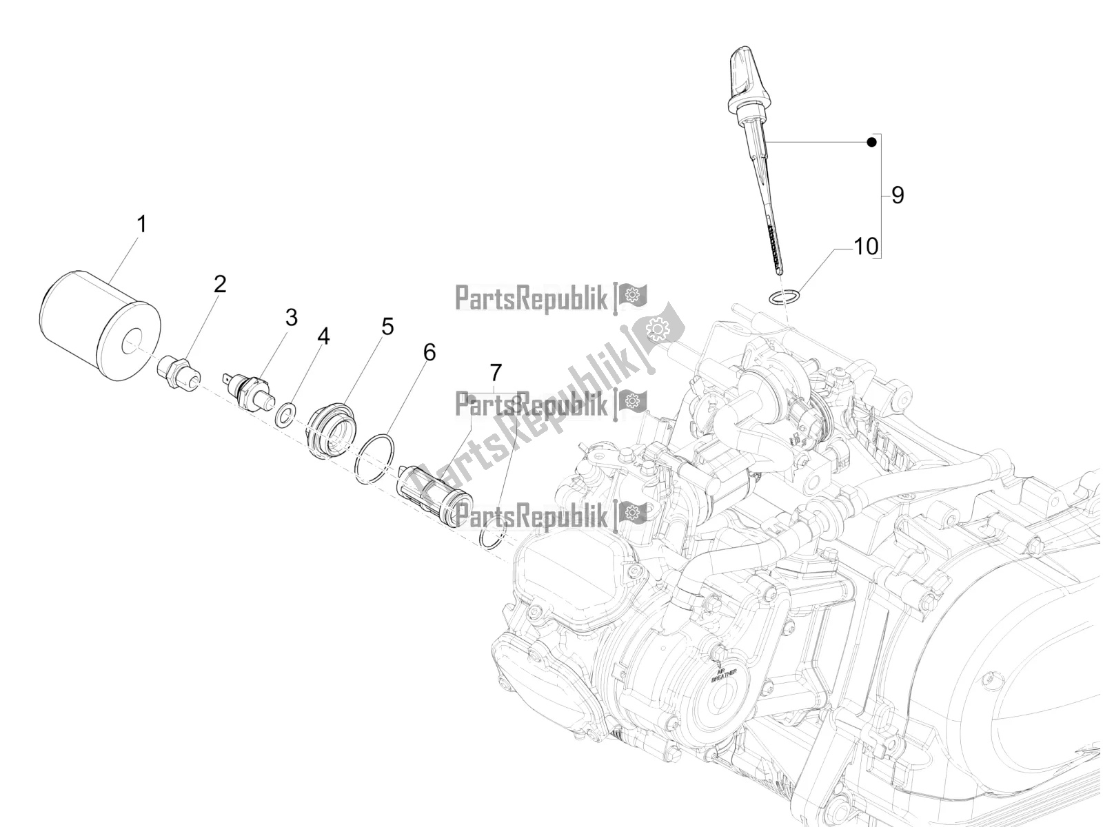 Toutes les pièces pour le Couvercle Magnéto Volant - Filtre à Huile du Piaggio Medley 125 4T IE ABS 2019