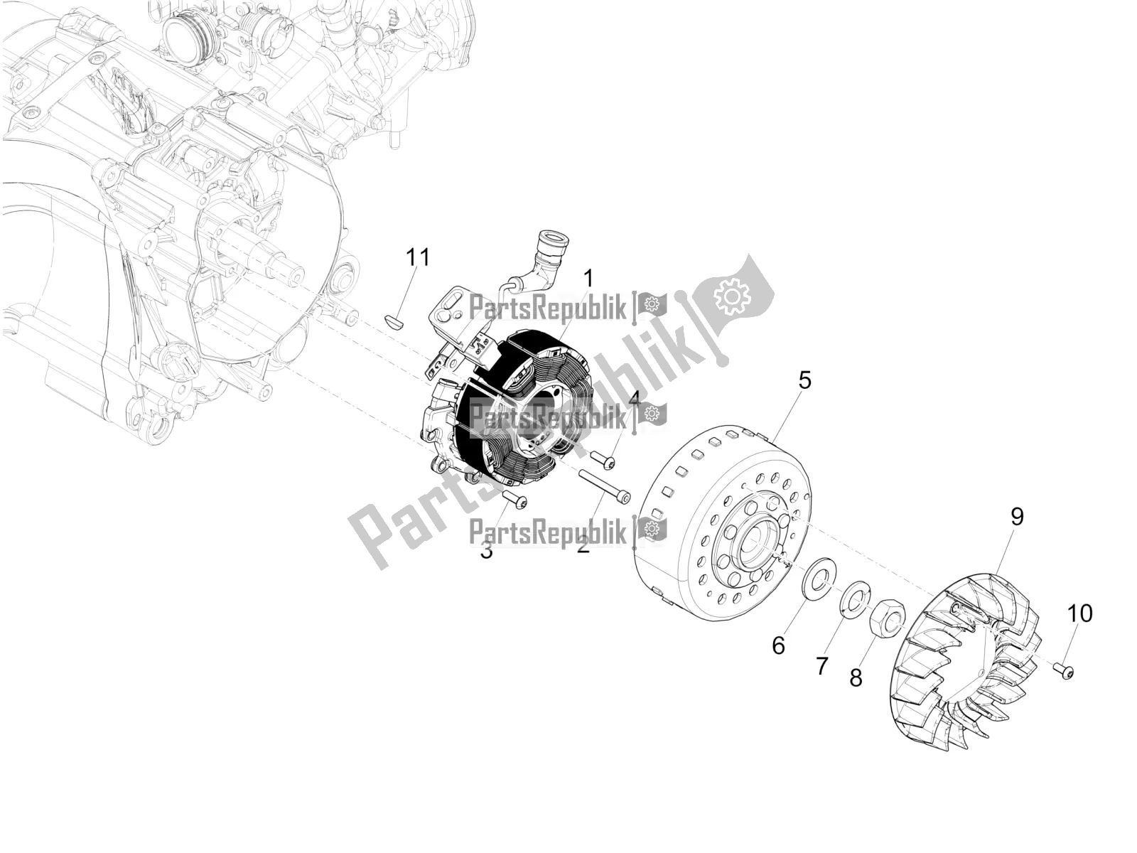 All parts for the Flywheel Magneto of the Piaggio Medley 125 4T IE ABS 2019