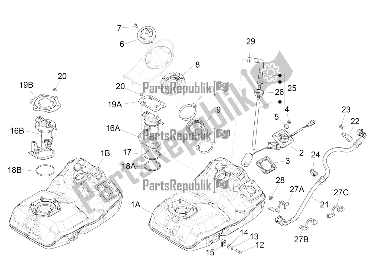 Tutte le parti per il Serbatoio Di Carburante del Piaggio Medley 125 4T IE ABS 2019