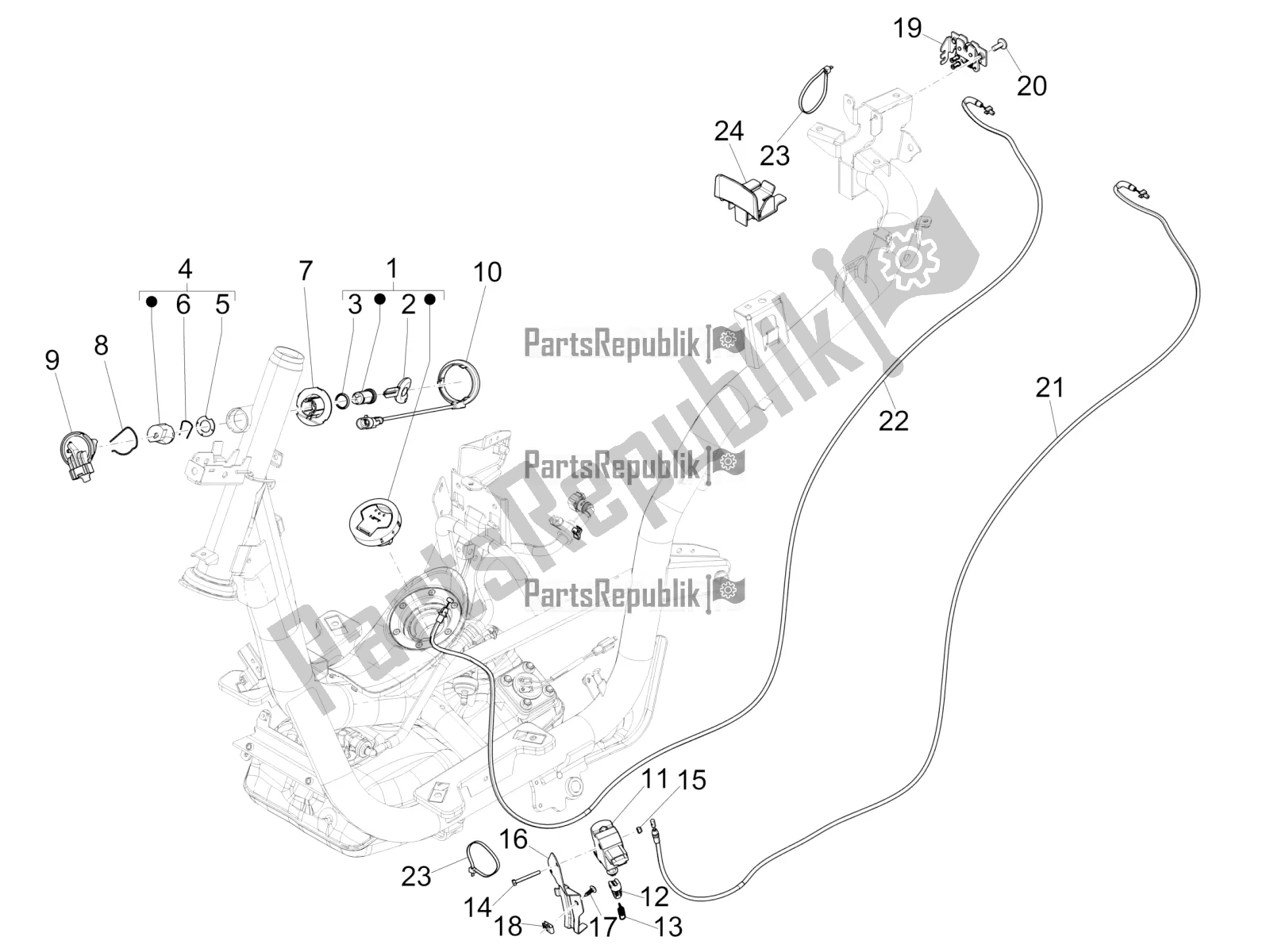 Wszystkie części do Zamki Piaggio Medley 125 4T IE ABS 2019