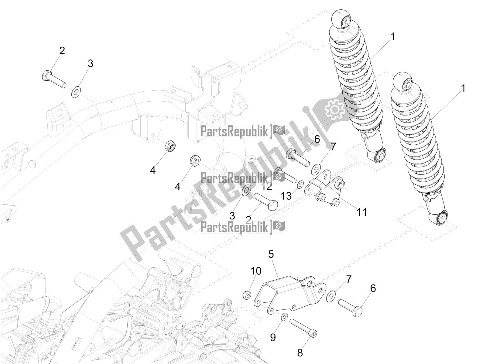 All parts for the Rear Suspension - Shock Absorber/s of the Piaggio Medley 125 4T IE ABS 2019